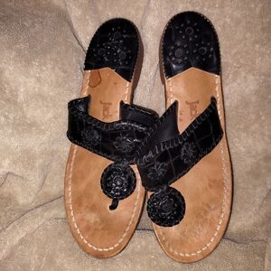 Jack Rogers Majorica Black Patent. Sz 8